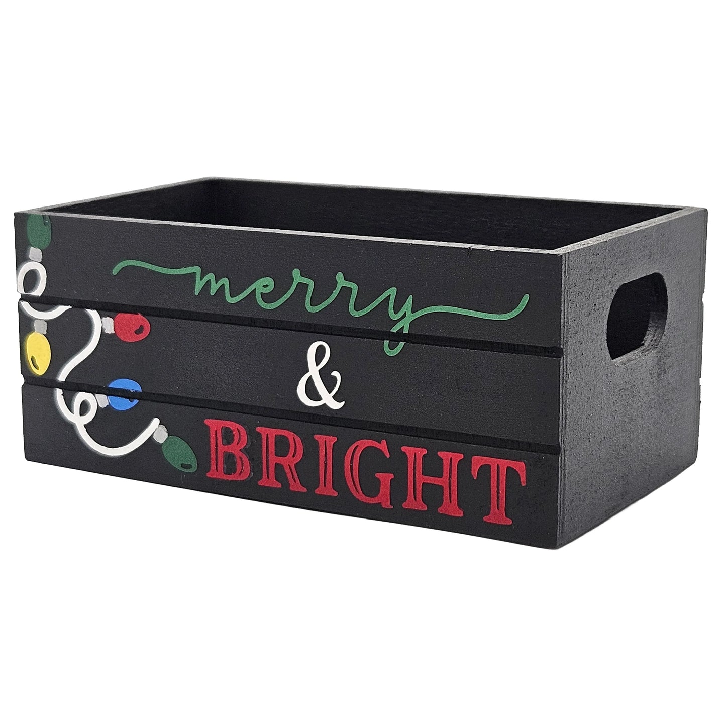 Merry & Bright Holiday Wood Mini Crate