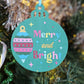 Holiday Merry and Bright Handpainted Wooden Christmas Ornament