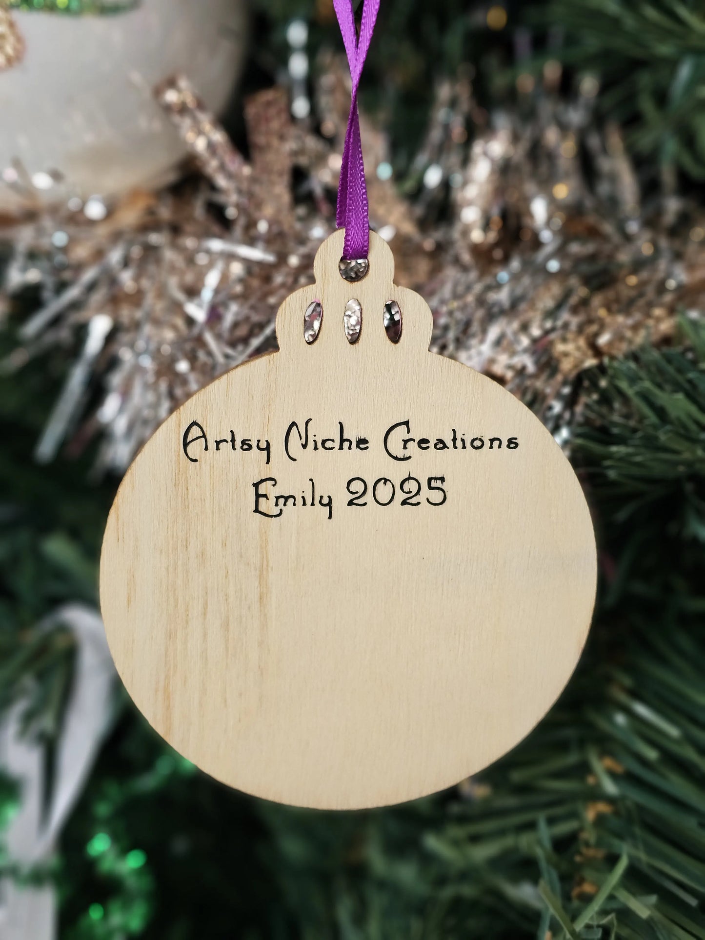 Holiday Merry and Bright Handpainted Wooden Christmas Ornament
