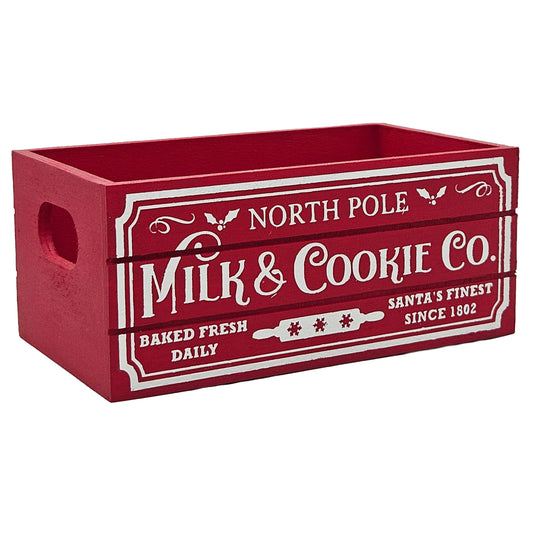 North Pole Milk & Cookie Co Holiday Wood Mini Crate
