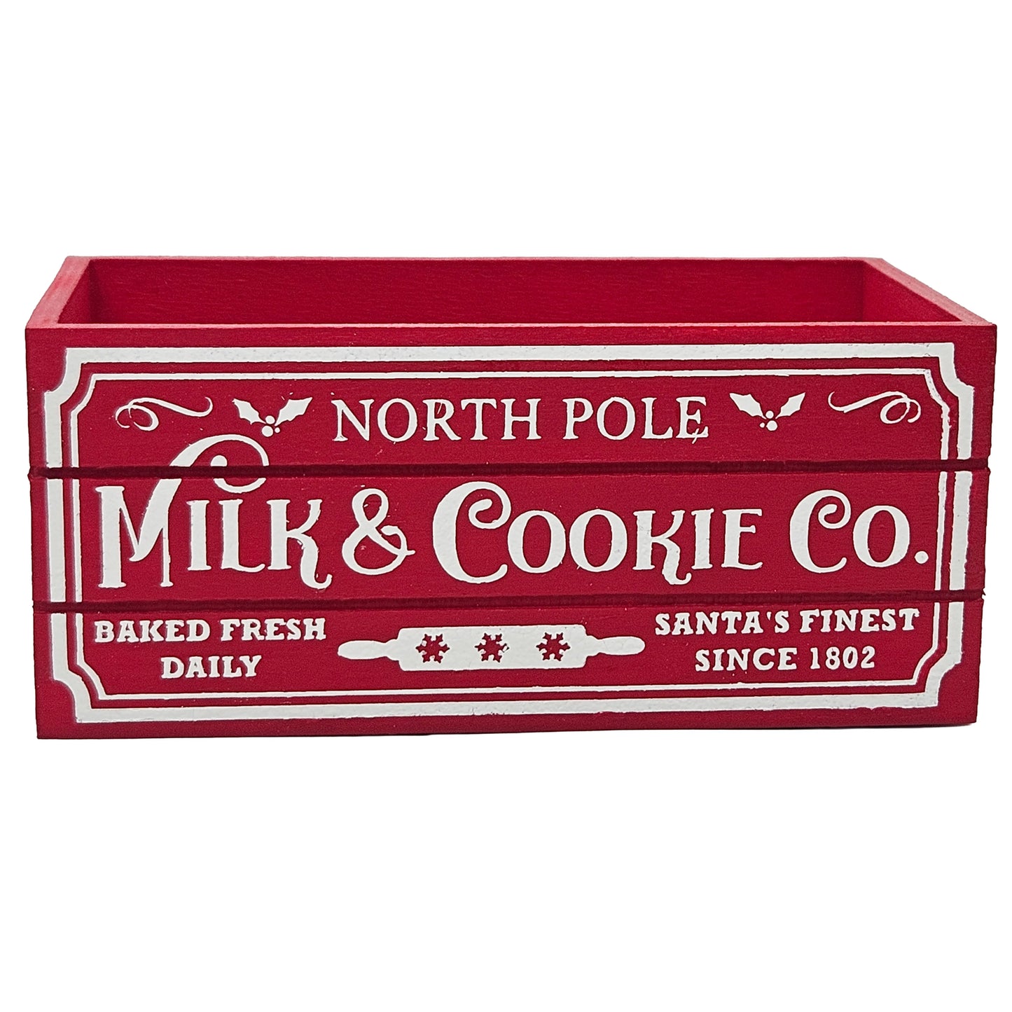 North Pole Milk & Cookie Co Holiday Wood Mini Crate