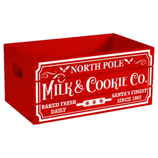 North Pole Milk & Cookie Co Holiday Wood Mini Crate