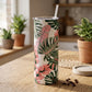 Tropical Pink & Green Monstera Leaf 20oz Skinny Tumbler