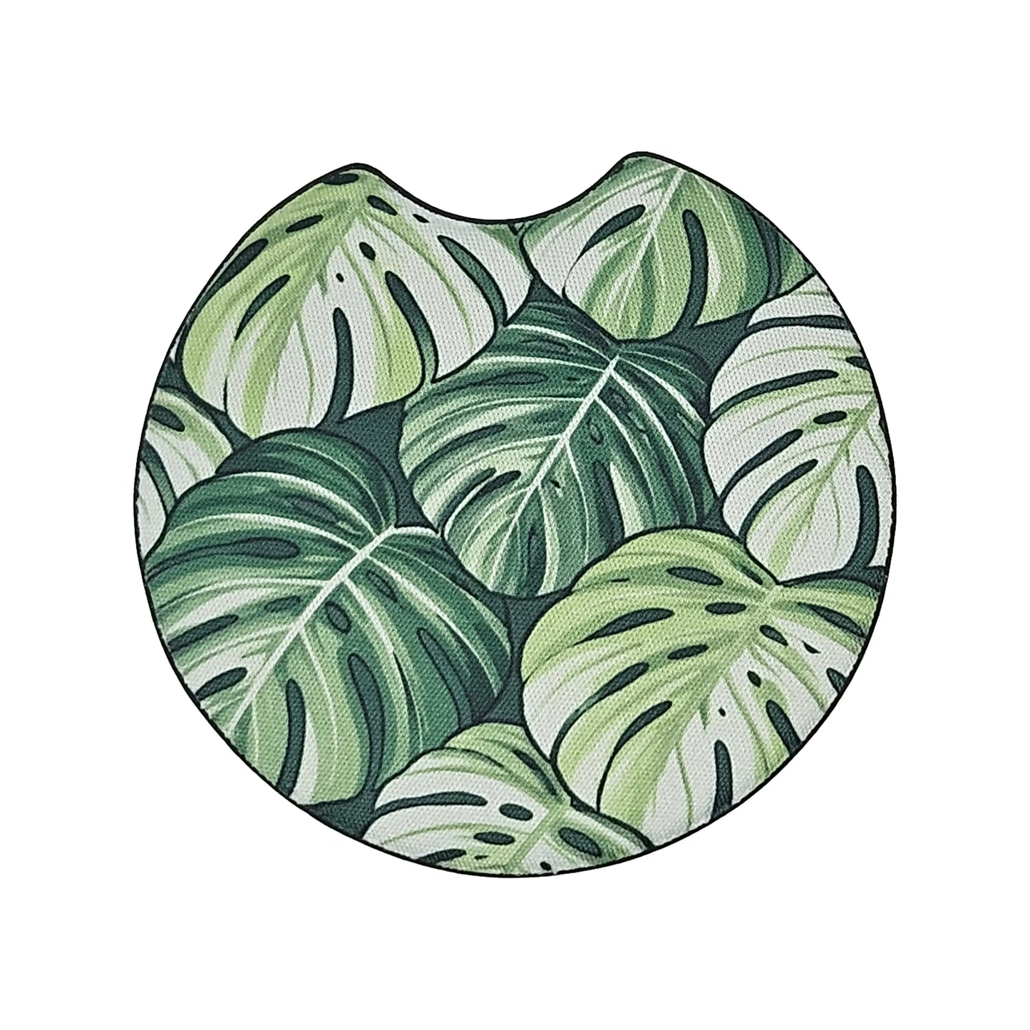 Monstera Leaf Tropical 2 Pack Neoprene Car Coaster Set