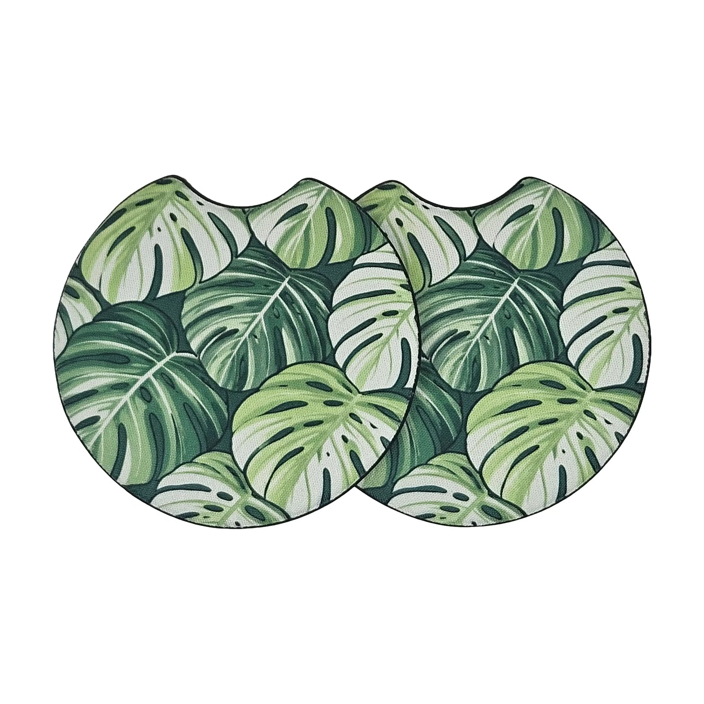 Monstera Leaf Tropical 2 Pack Neoprene Car Coaster Set