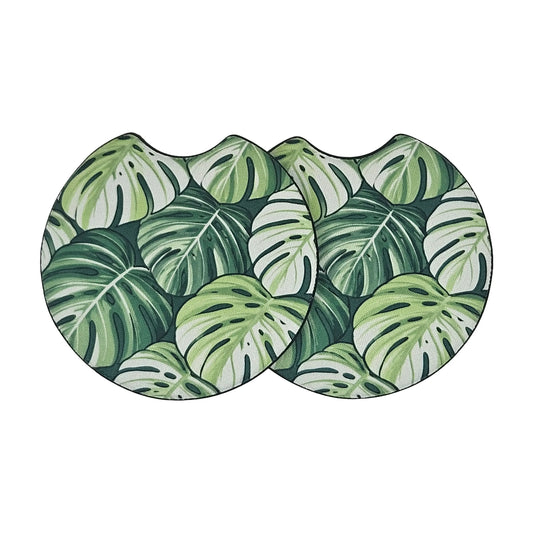 Monstera Leaf Tropical 2 Pack Neoprene Car Coaster Set
