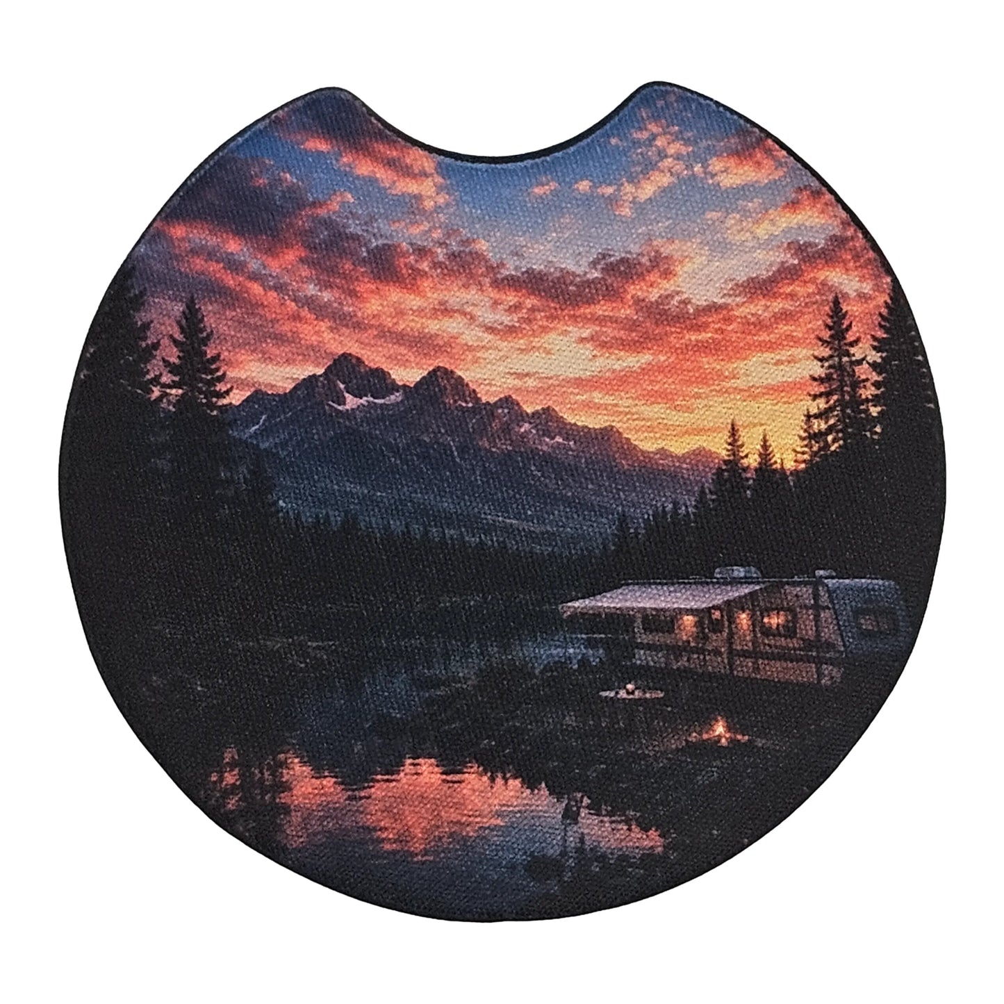 Mountain RV Camping 2-Pack Neoprene Car Coaster Set