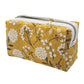Mustard Yellow Floral Pattern Handmade Mini Quilted Zipper Box Pouch
