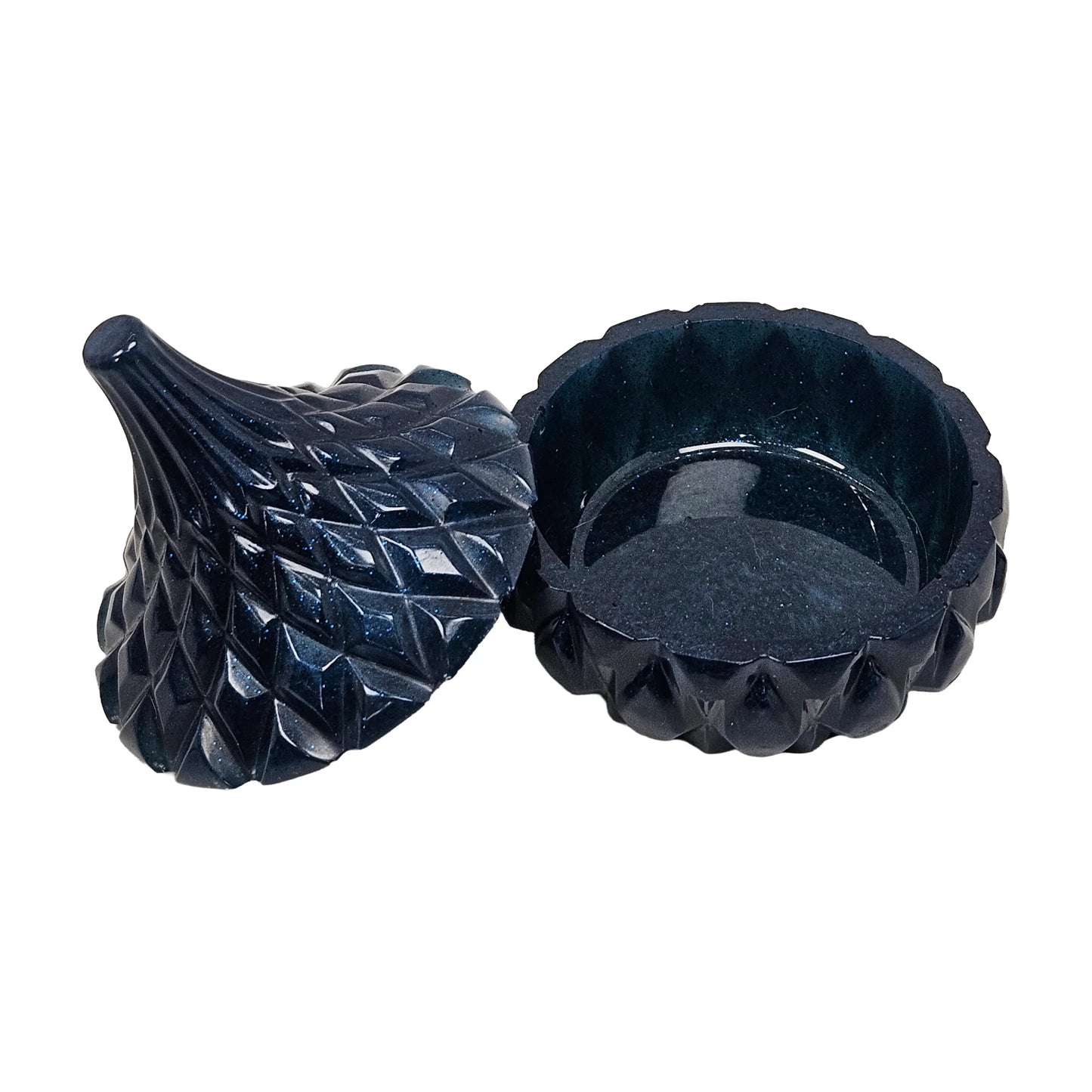 Midnight Blue Galaxy Faceted Teardrop Resin Jewelry Jar