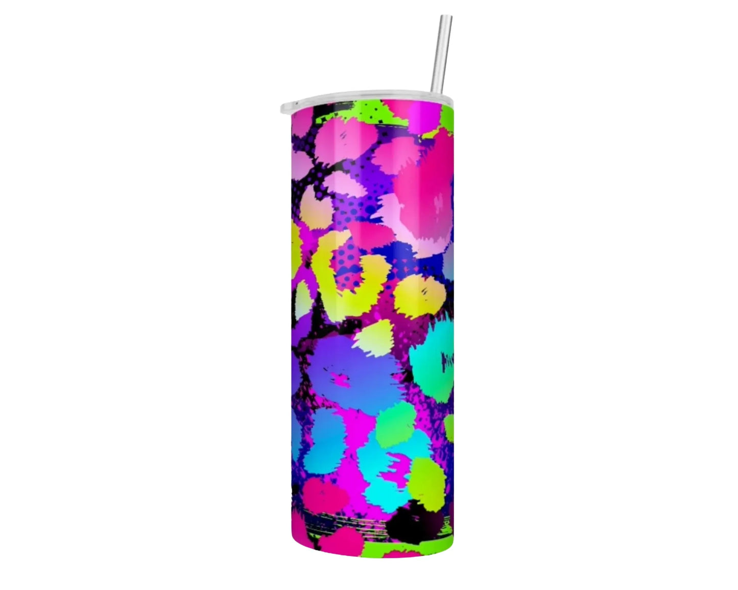 Neon Rainbow Leopard Print 20oz Skinny Tumbler
