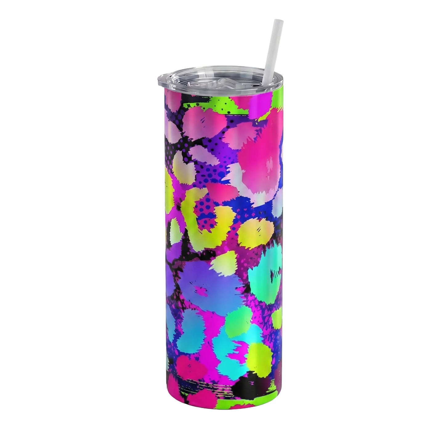 Neon Rainbow Leopard Print 20oz Skinny Tumbler