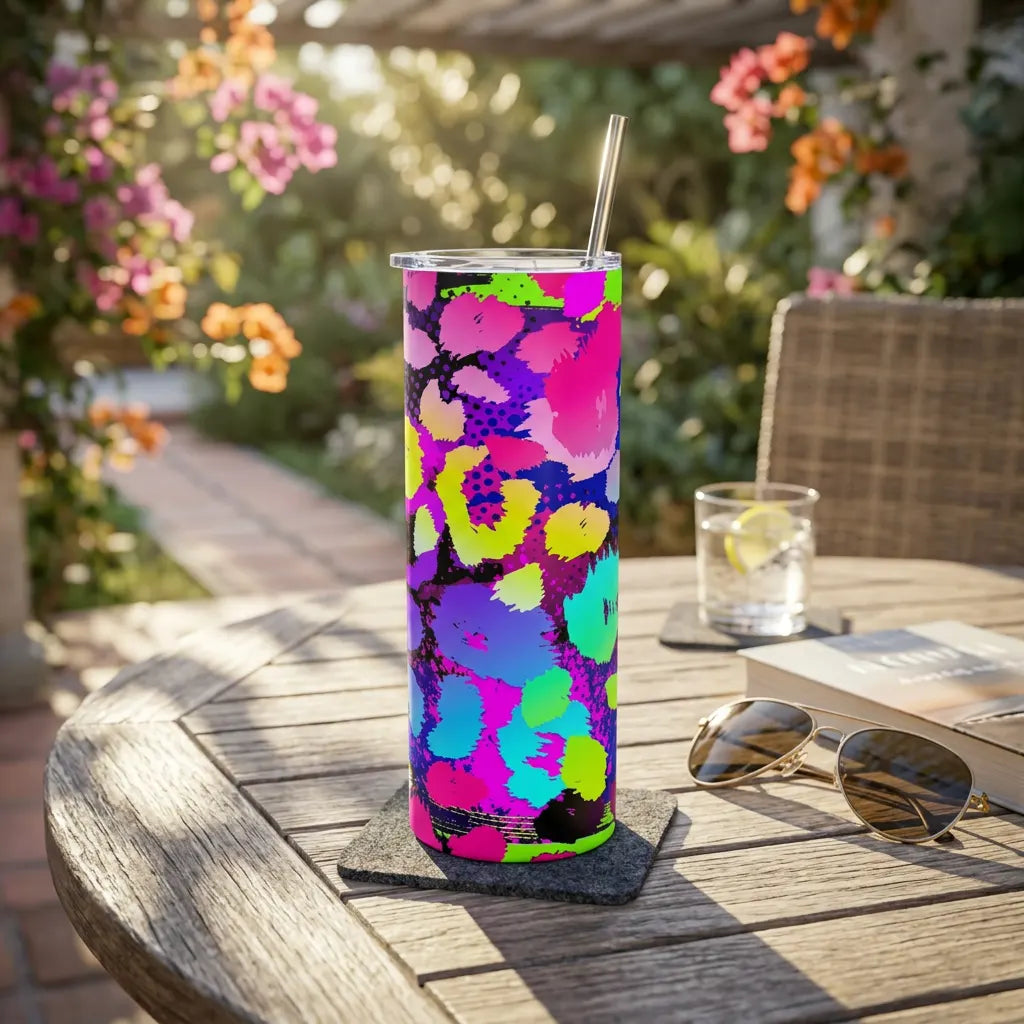Neon Rainbow Leopard Print 20oz Skinny Tumbler