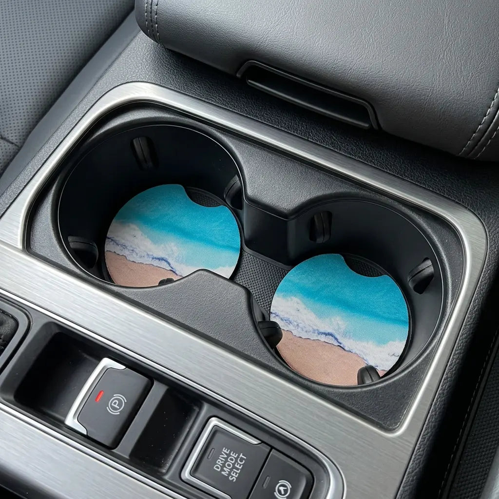 Ocean Beach Sand & Surf 2 Pack Neoprene Car Coaster Set