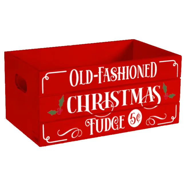 Old Fashioned Christmas Fudge Holiday Wood Mini Crate