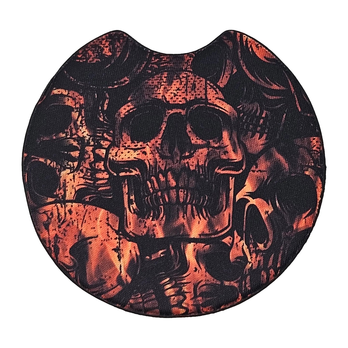 Orange Fire Flame Skulls 2-Pack Neoprene Car Coaster Set