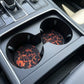 Orange Fire Flame Skulls 2-Pack Neoprene Car Coaster Set