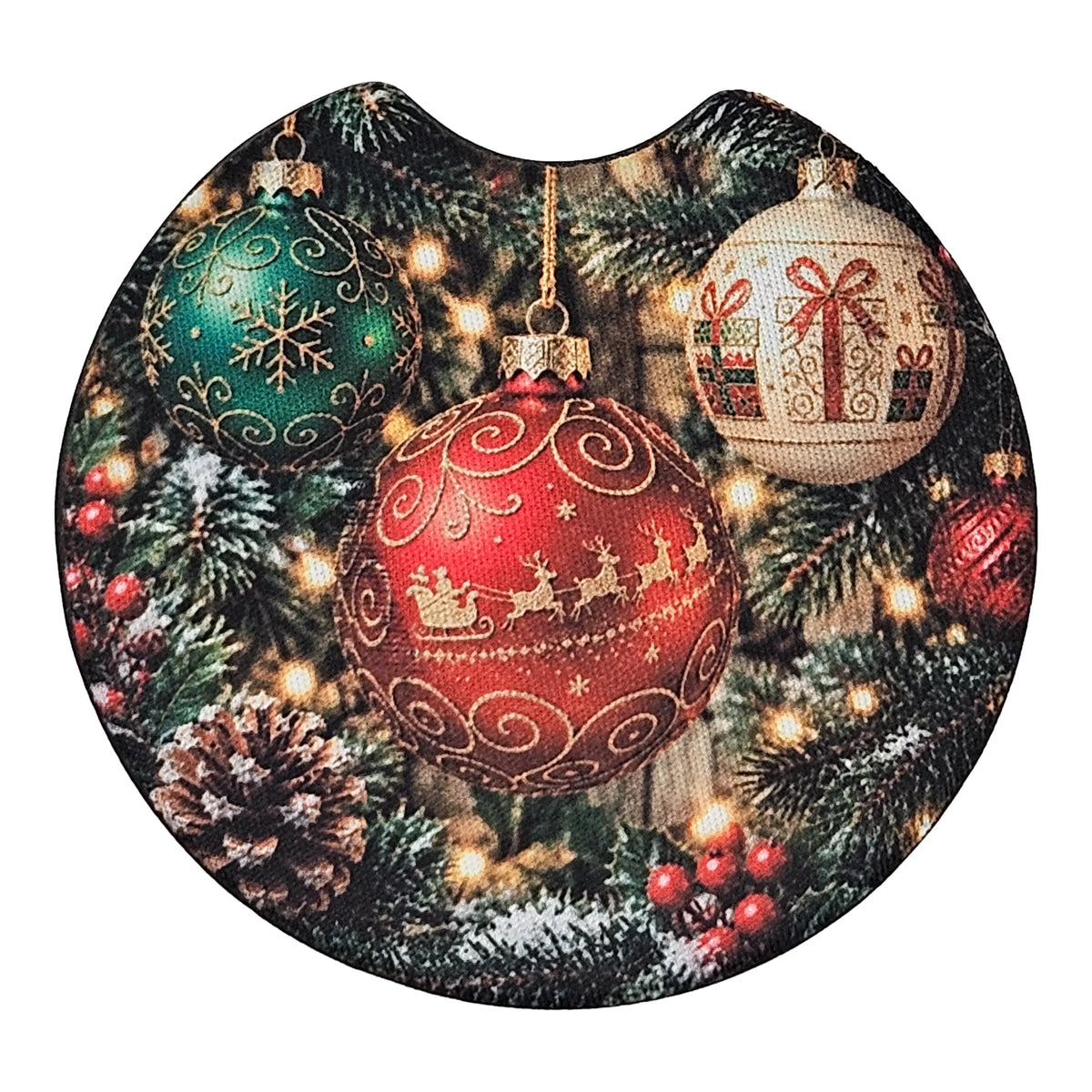 Christmas Ornaments 2-Pack Neoprene Car Coaster Set