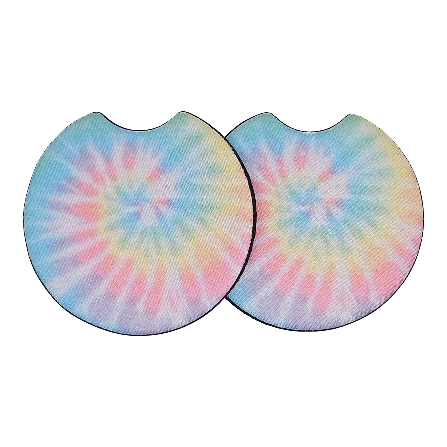 Pastel Tie Dye 2-Pack Neoprene Car Coaster Set