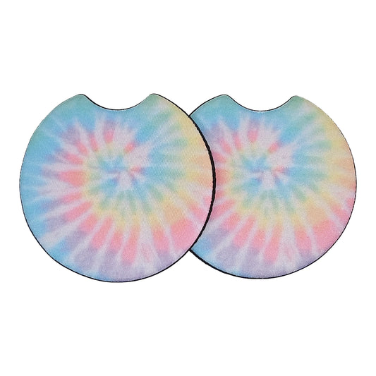 Pastel Tie Dye 2-Pack Neoprene Car Coaster Set