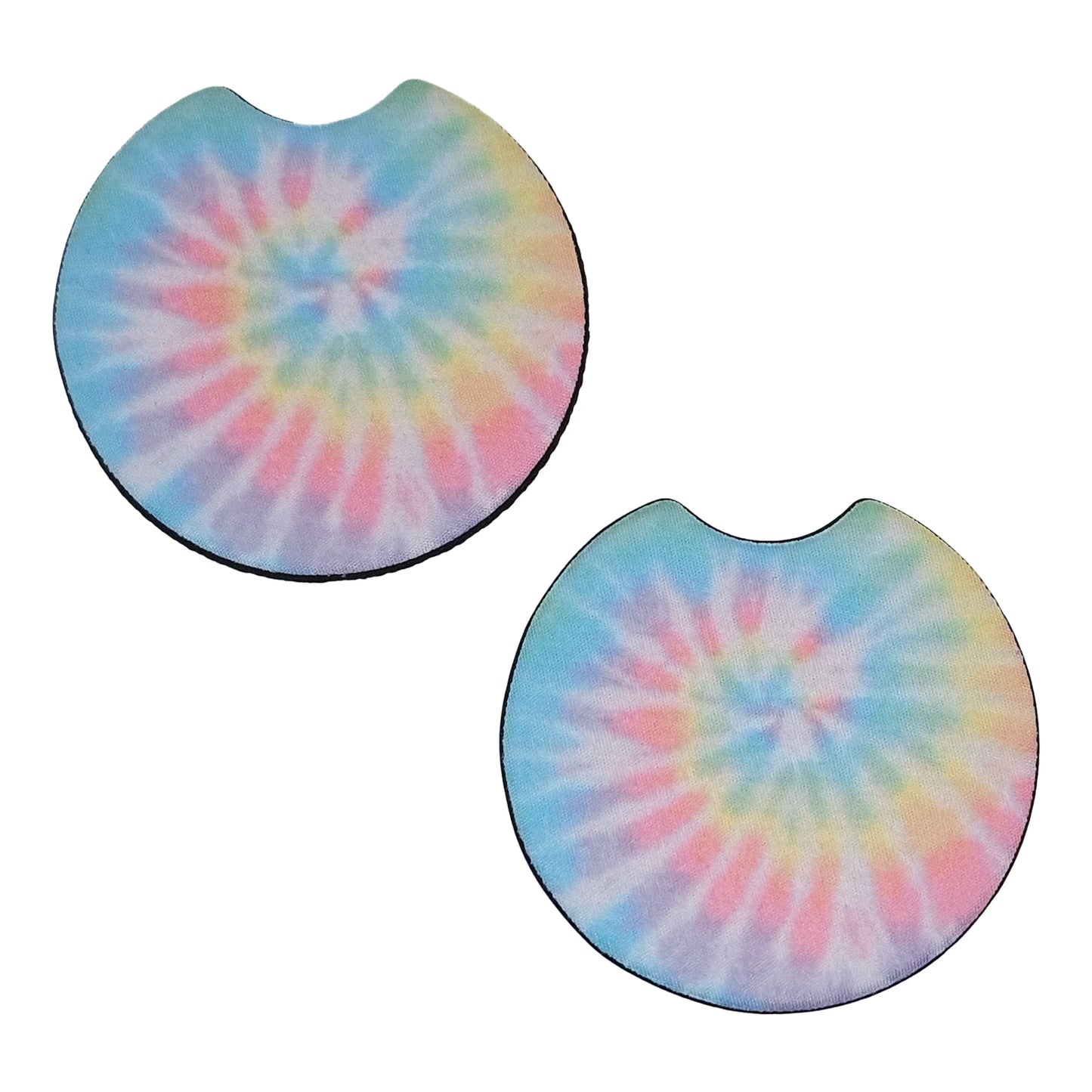 Pastel Tie Dye 2-Pack Neoprene Car Coaster Set