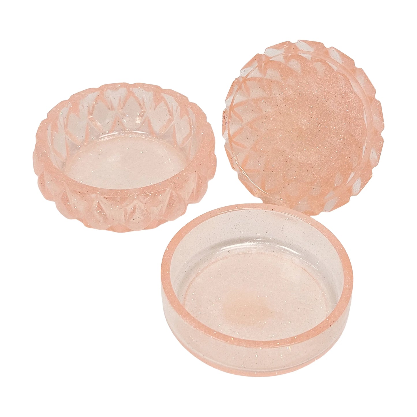 Rose Gold Pink Glitter Faceted Teardrop Resin Jewelry Jar