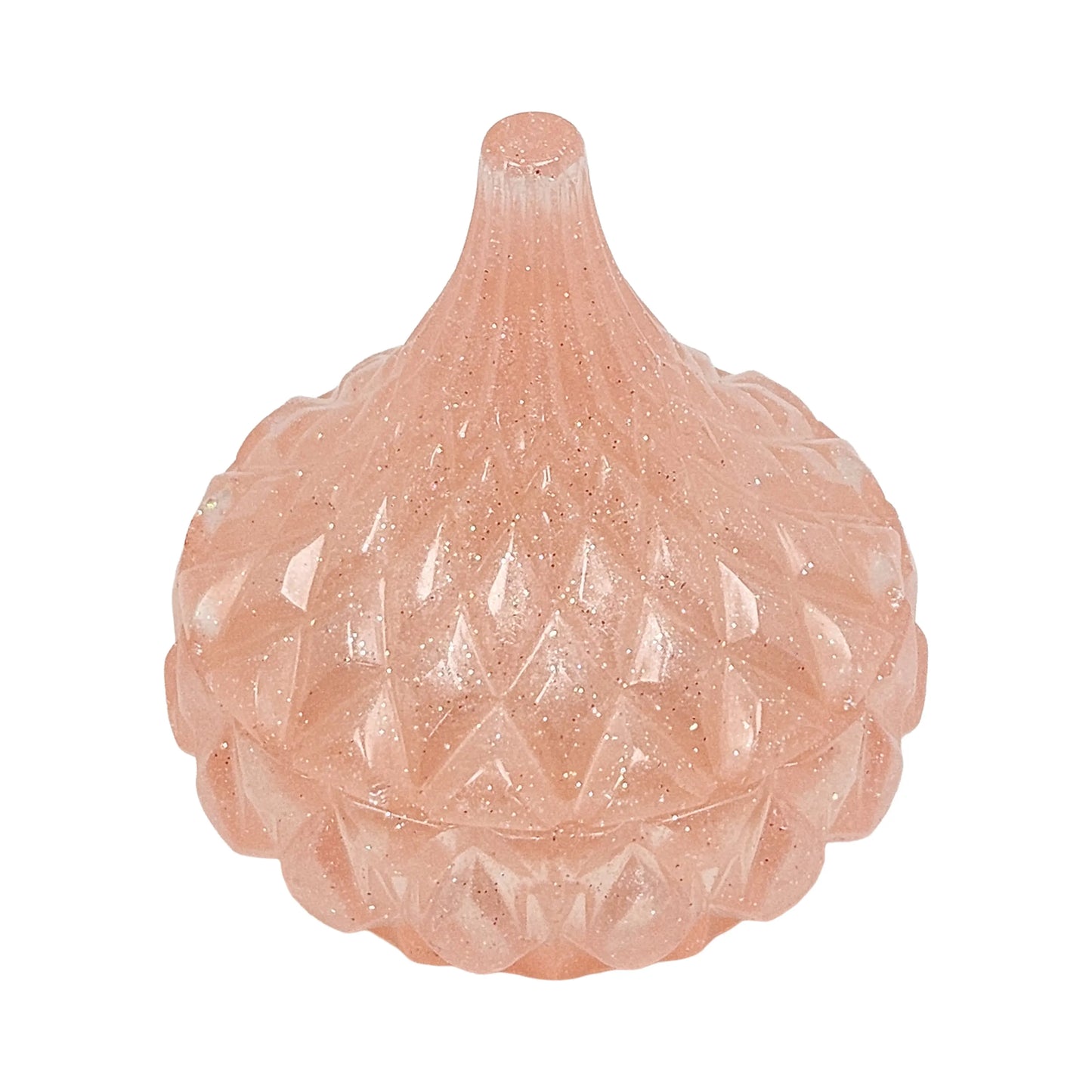 Rose Gold Pink Glitter Faceted Teardrop Resin Jewelry Jar