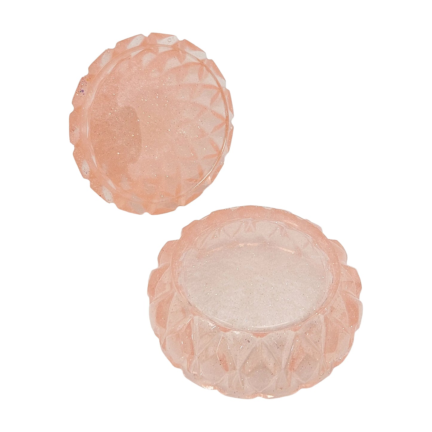 Rose Gold Pink Glitter Faceted Teardrop Resin Jewelry Jar