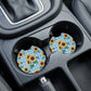 Sunflower Gingham Picnic 2-Pack Neoprene Car Coaster Set