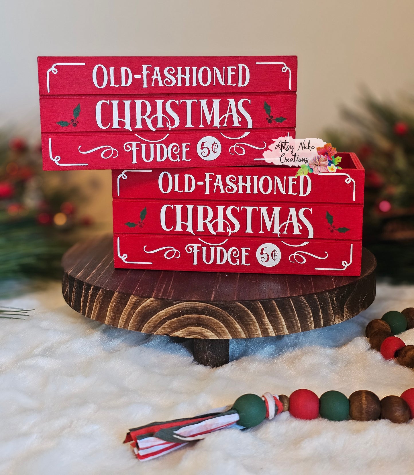 Old Fashioned Christmas Fudge Holiday Wood Mini Crate