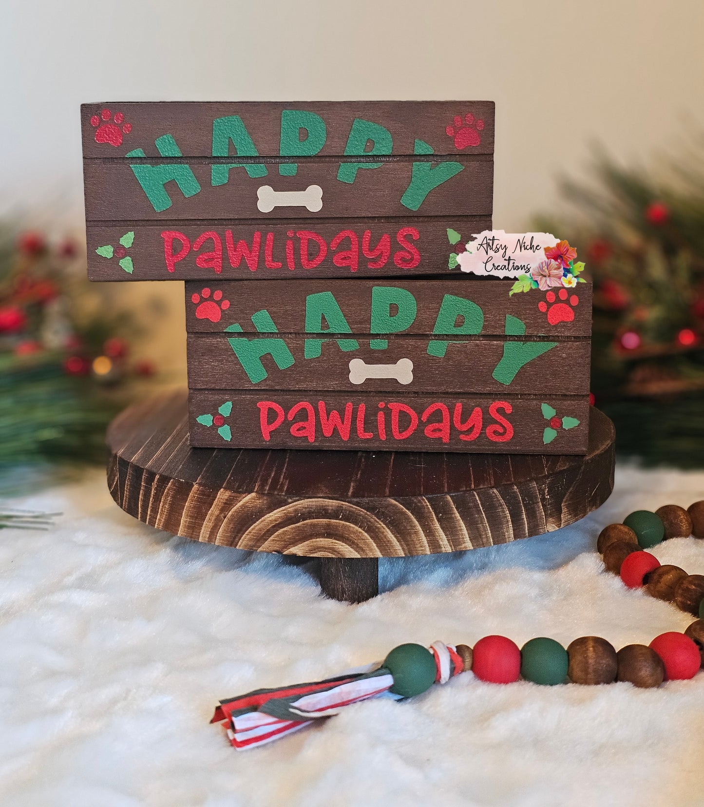 Happy Pawlidays Holiday Wood Mini Crate