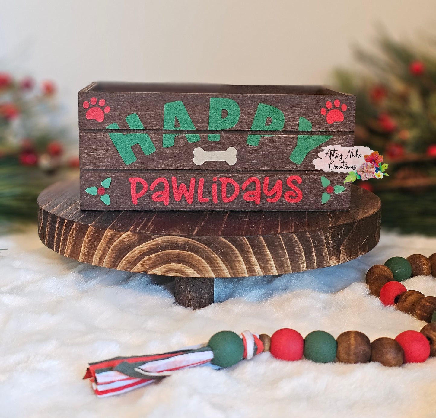 Happy Pawlidays Holiday Wood Mini Crate