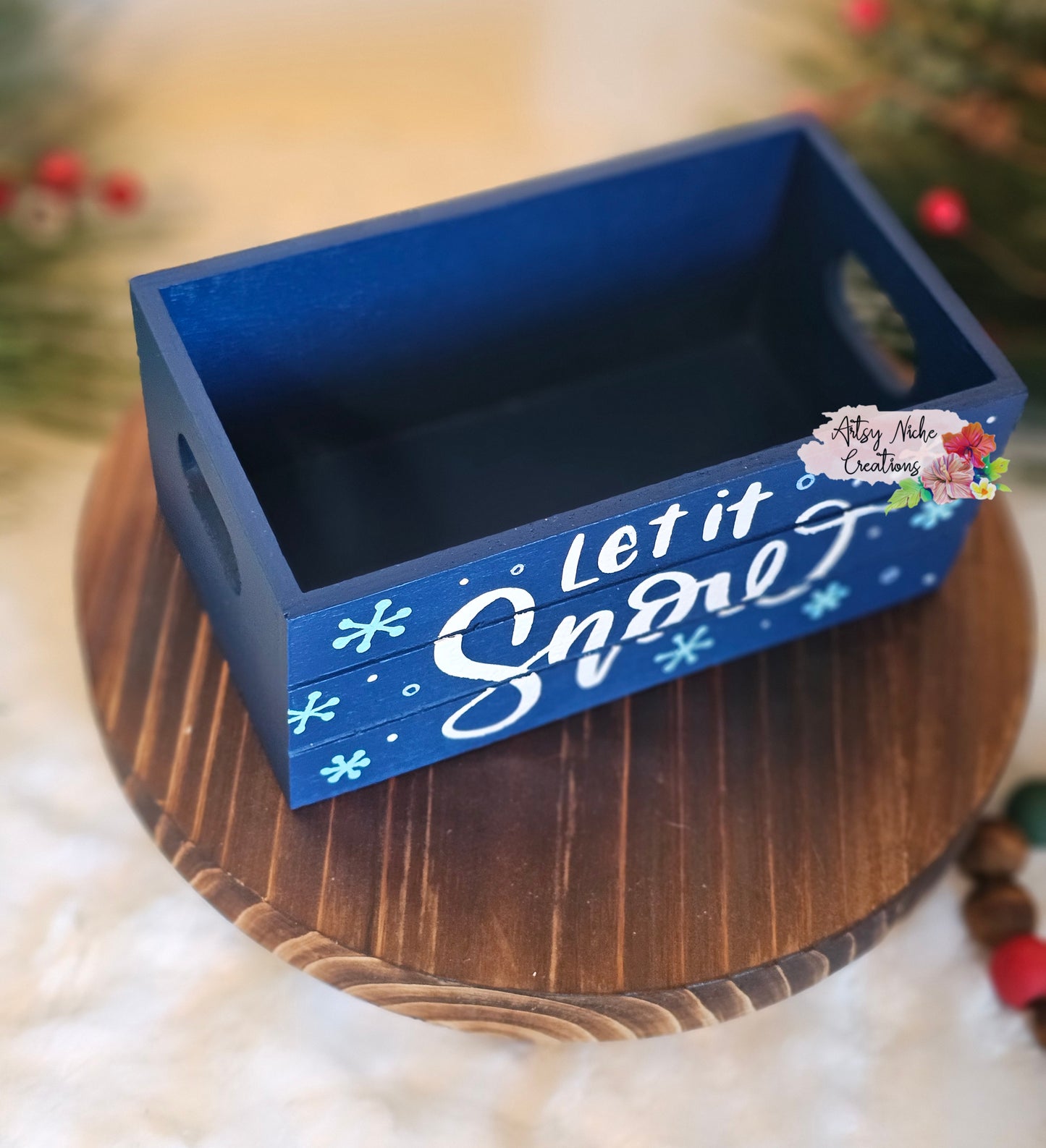 Let It Snow Holiday Wood Mini Crate