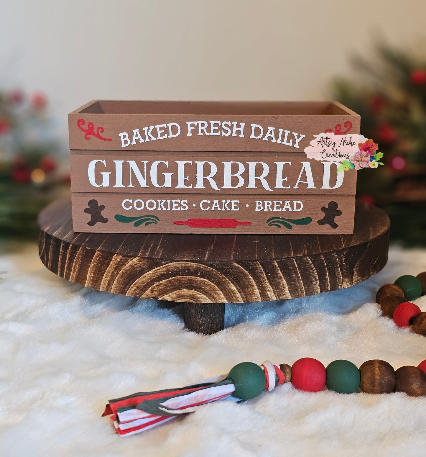 Baked Fresh Daily Gingerbread Holiday Wood Mini Crate