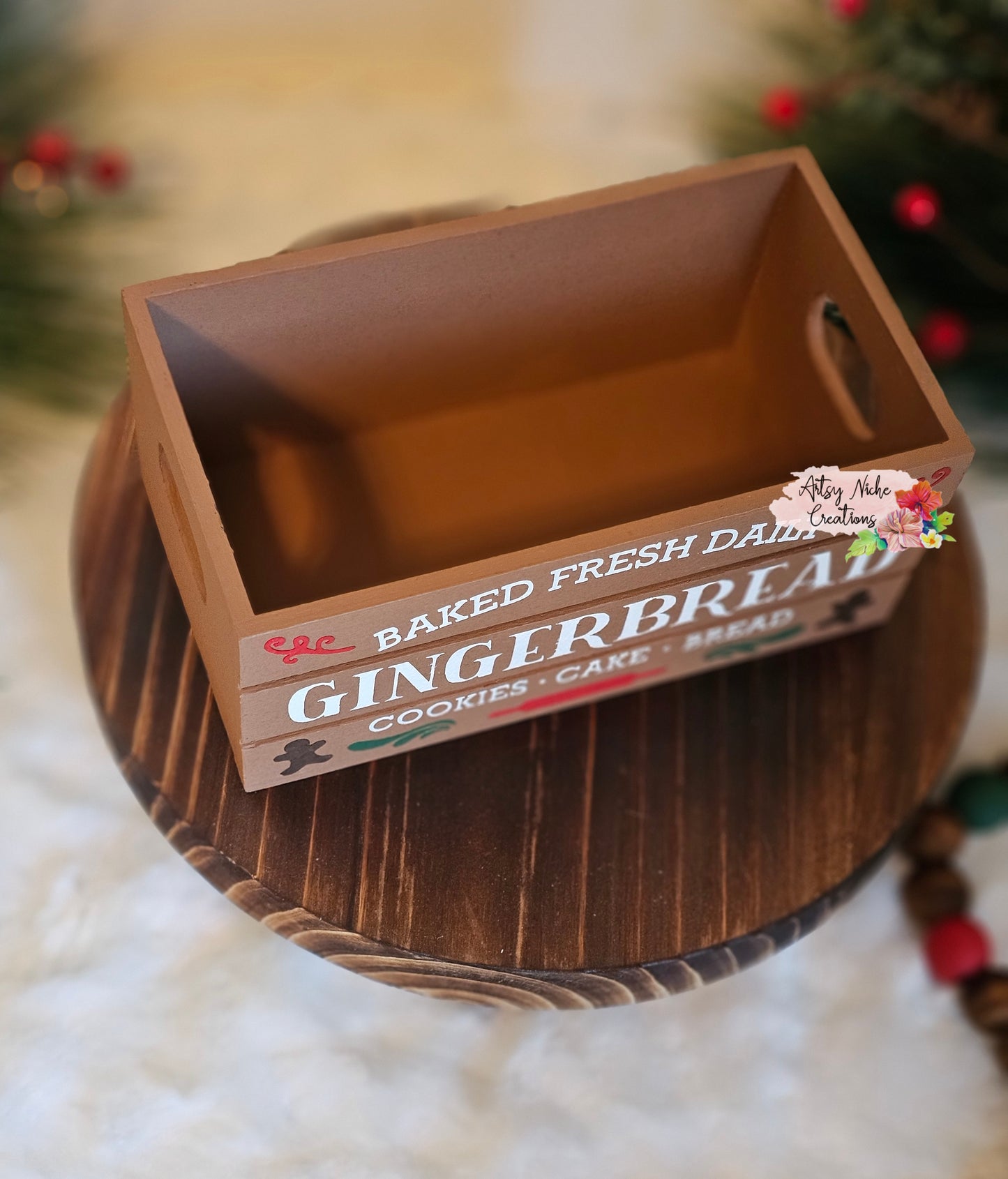 Baked Fresh Daily Gingerbread Holiday Wood Mini Crate