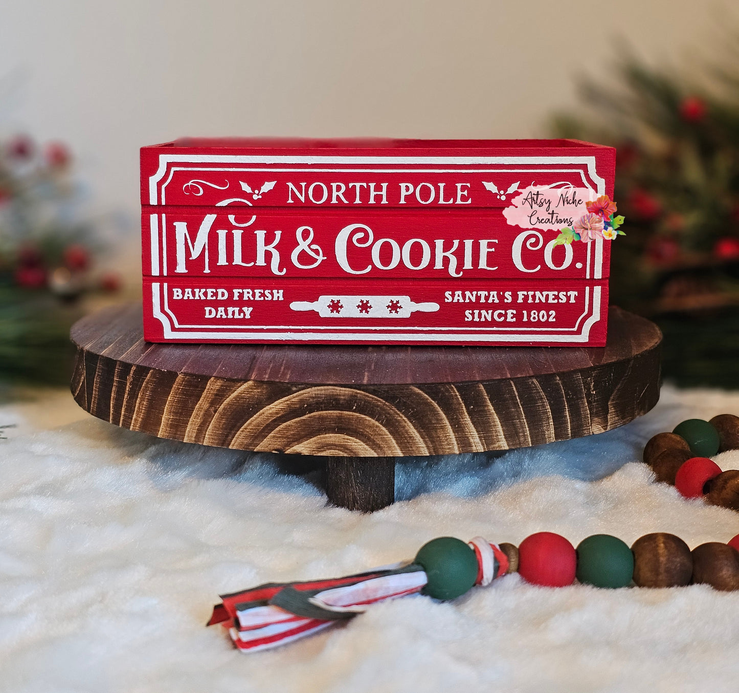 North Pole Milk & Cookie Co Holiday Wood Mini Crate