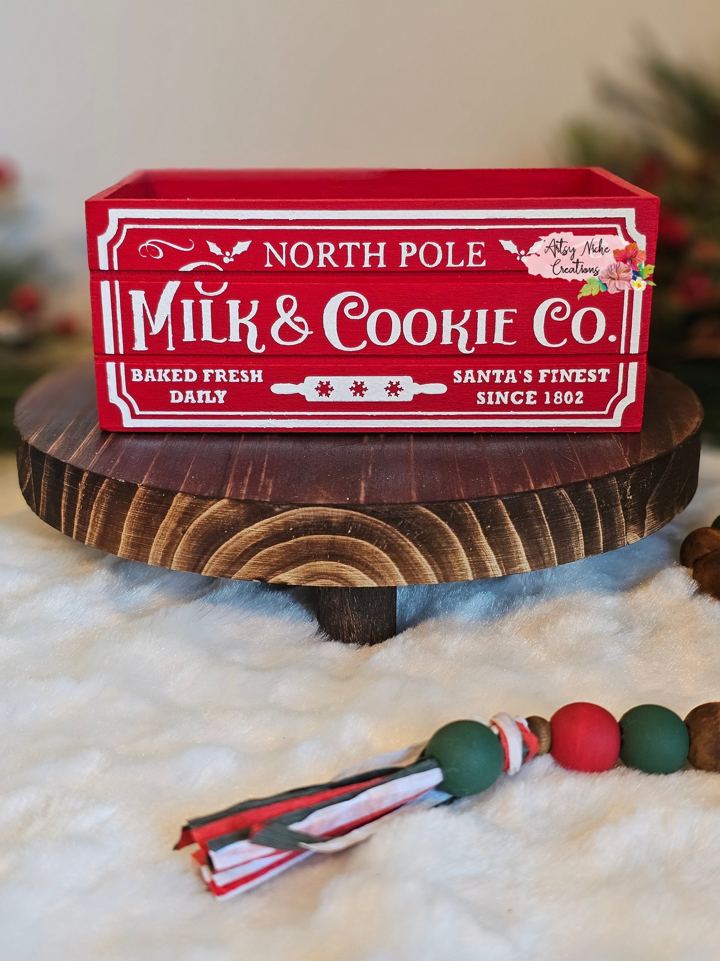 North Pole Milk & Cookie Co Holiday Wood Mini Crate