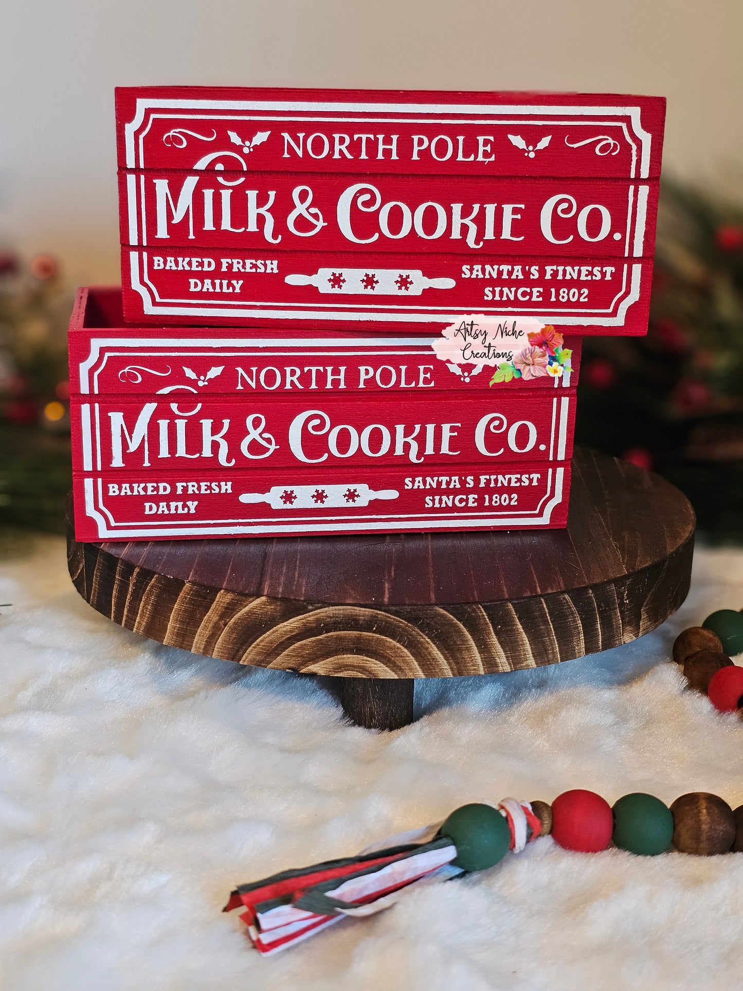 North Pole Milk & Cookie Co Holiday Wood Mini Crate