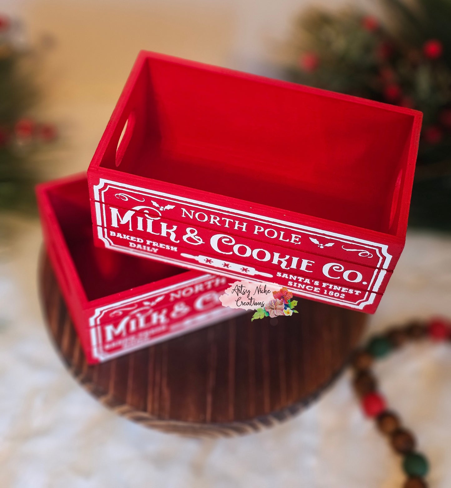 North Pole Milk & Cookie Co Holiday Wood Mini Crate