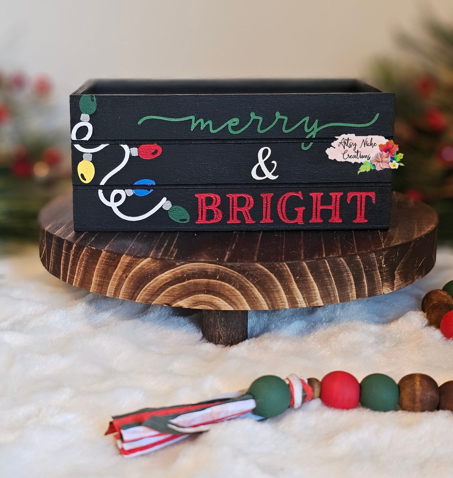 Merry & Bright Holiday Wood Mini Crate