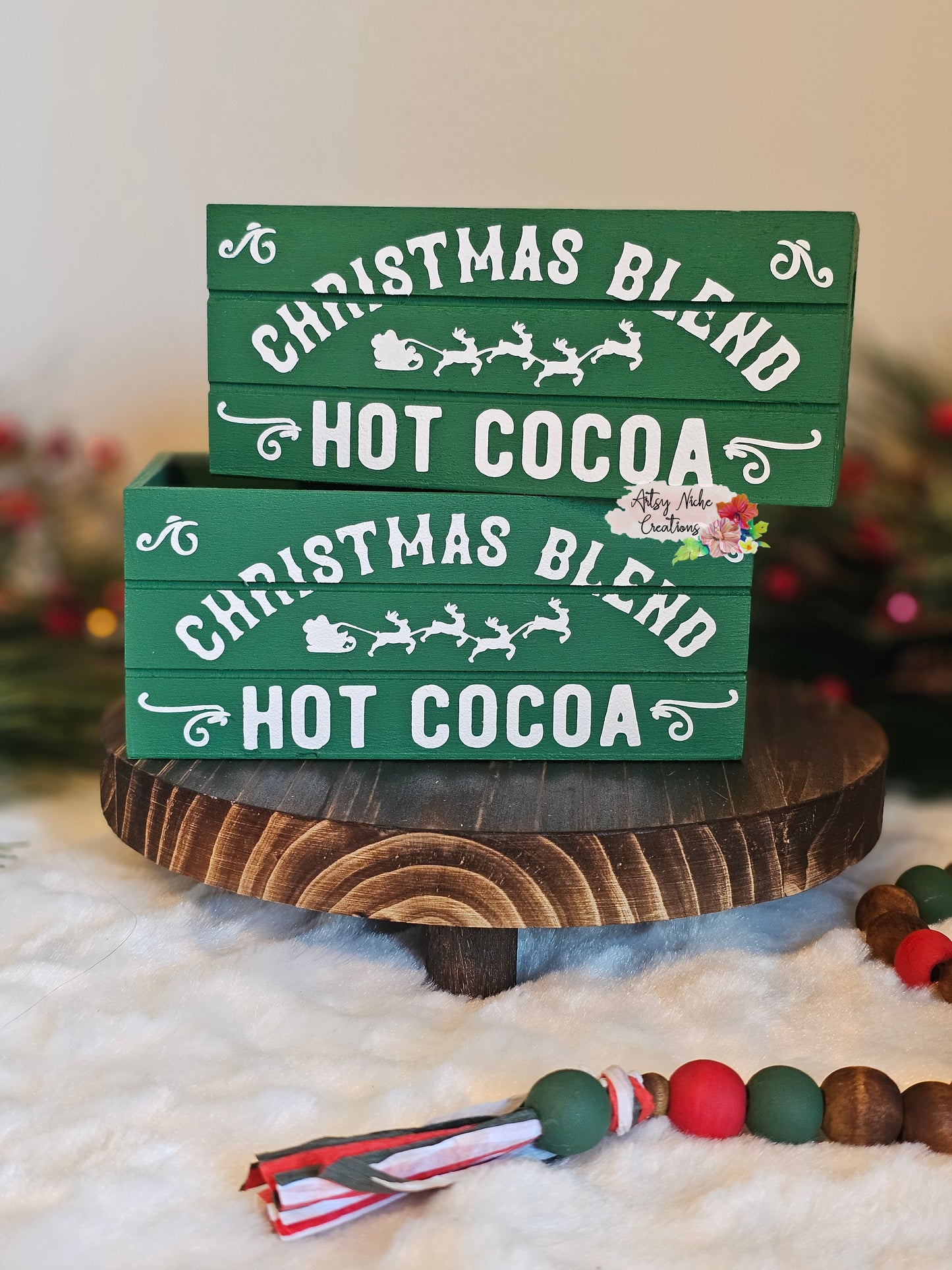 Christmas Blend Hot Cocoa Holiday Wood Mini Crate