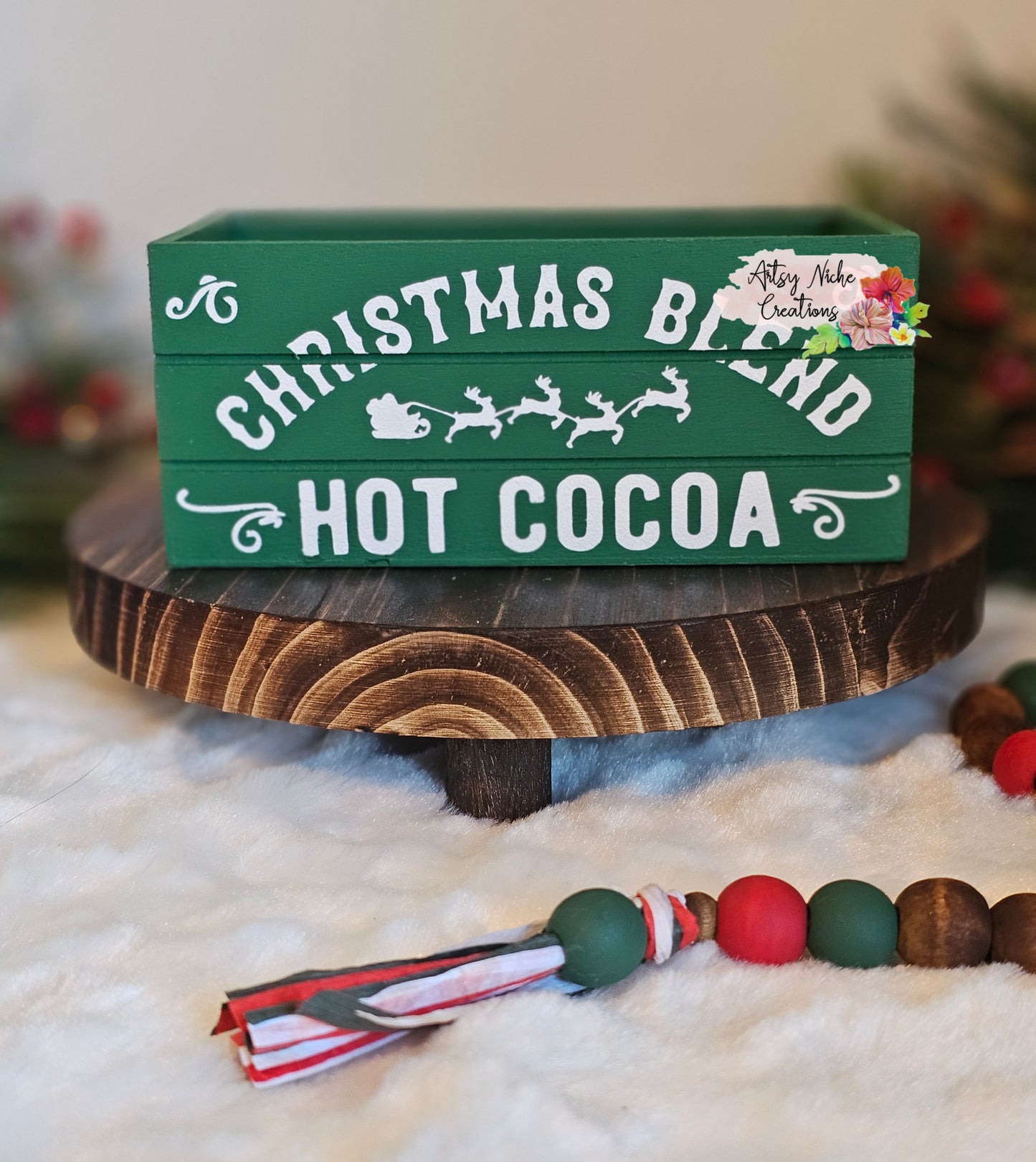 Christmas Blend Hot Cocoa Holiday Wood Mini Crate