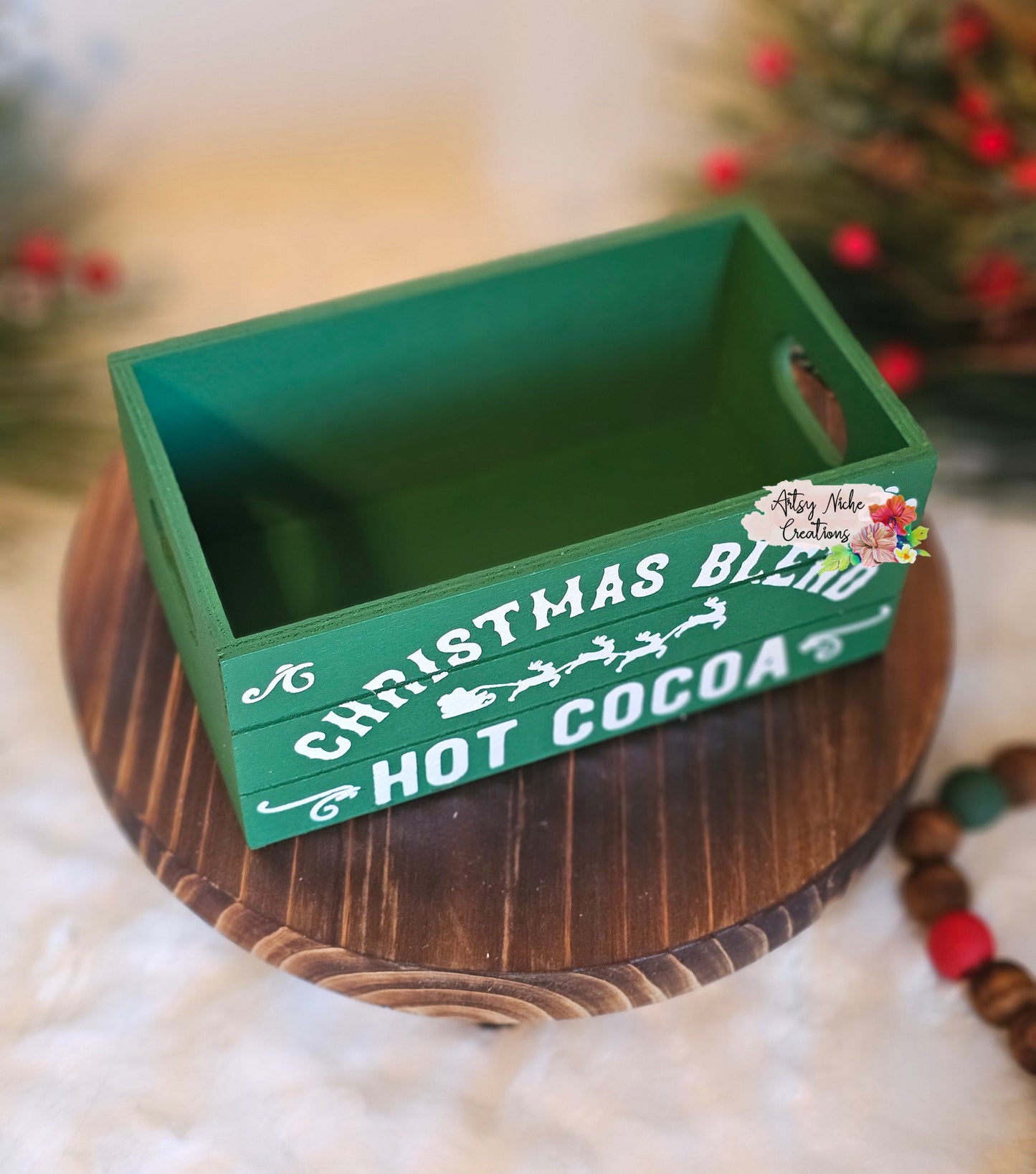 Christmas Blend Hot Cocoa Holiday Wood Mini Crate