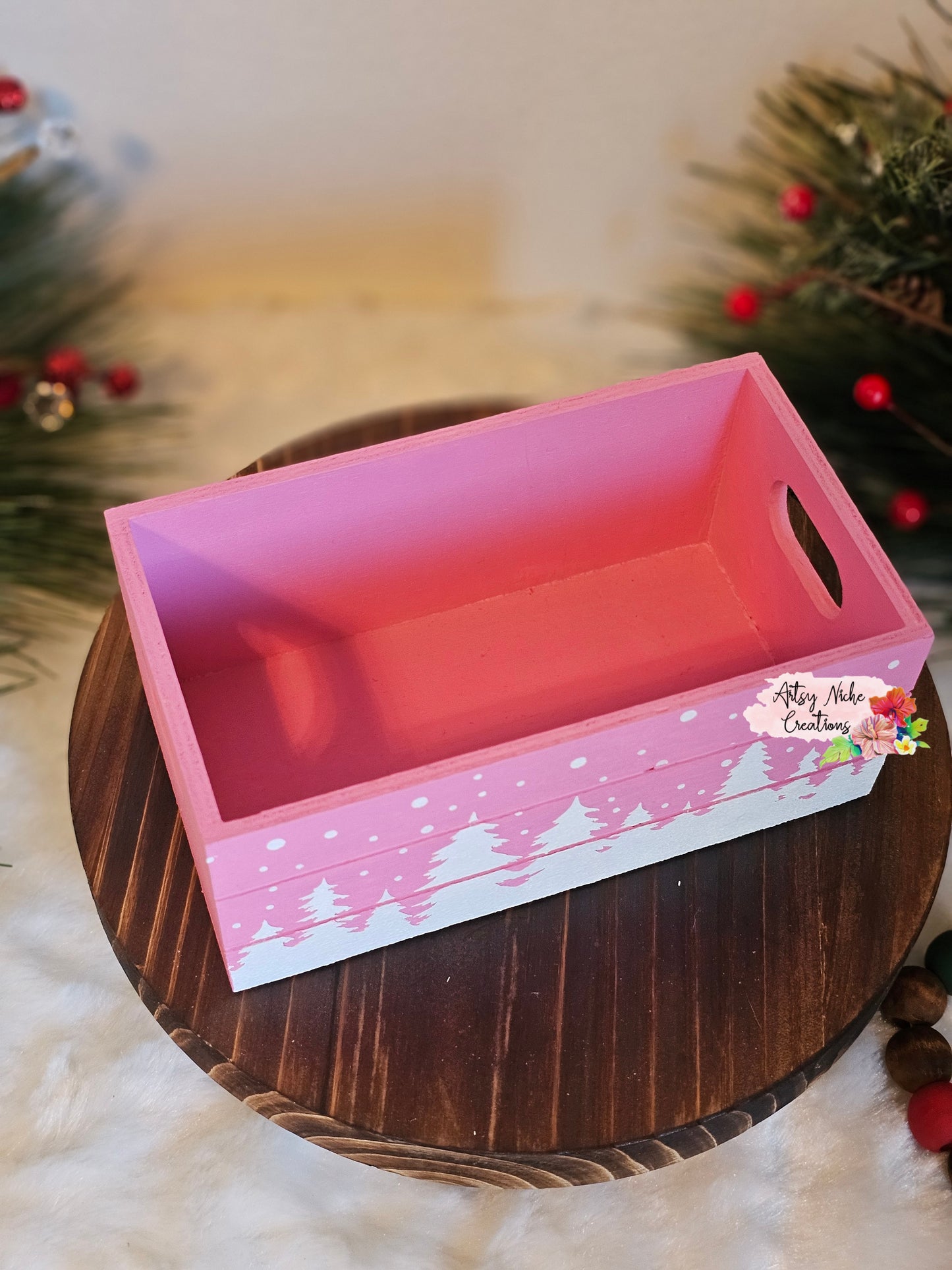 Winter Scene Holiday Wood Mini Crate