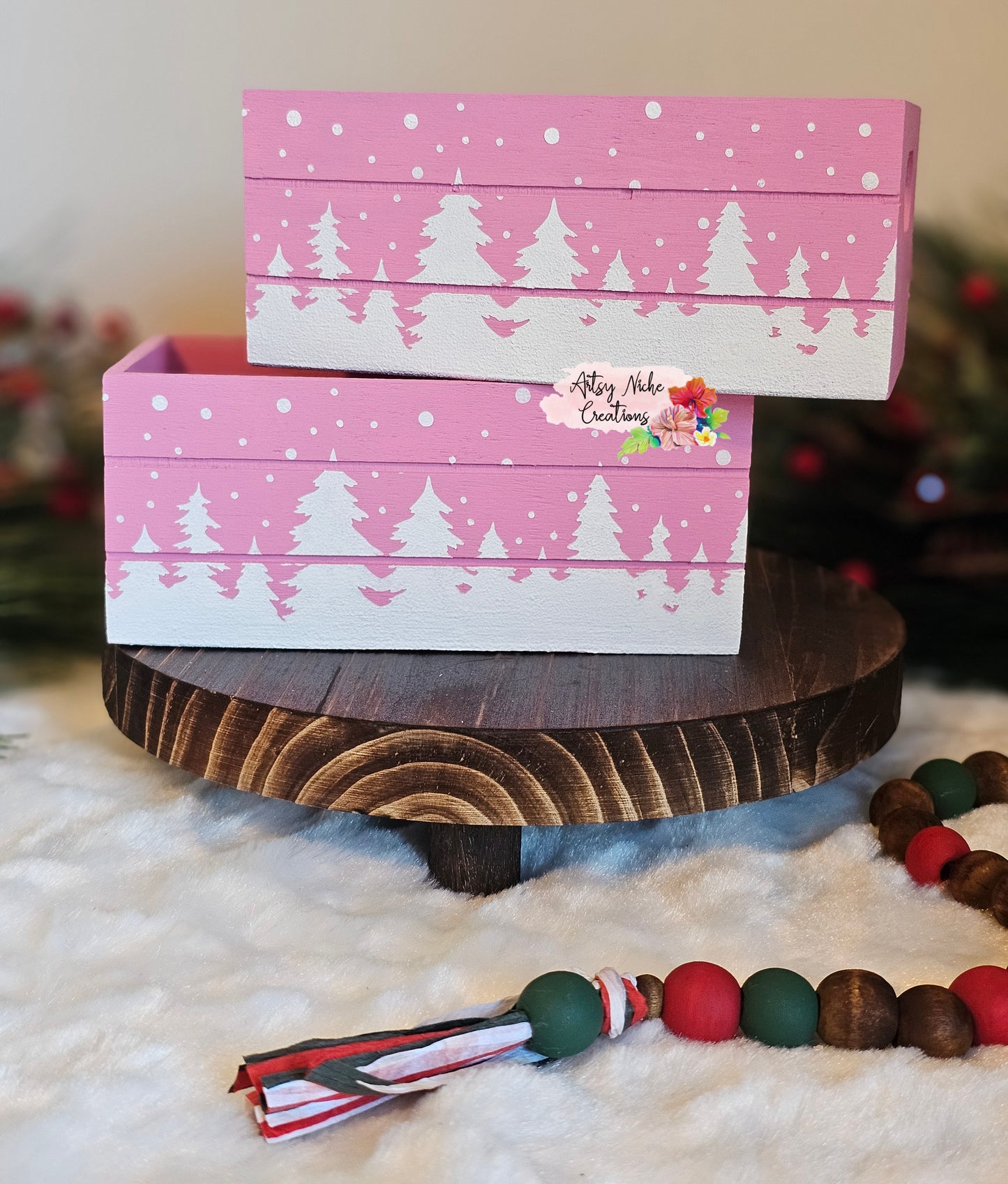 Winter Scene Holiday Wood Mini Crate