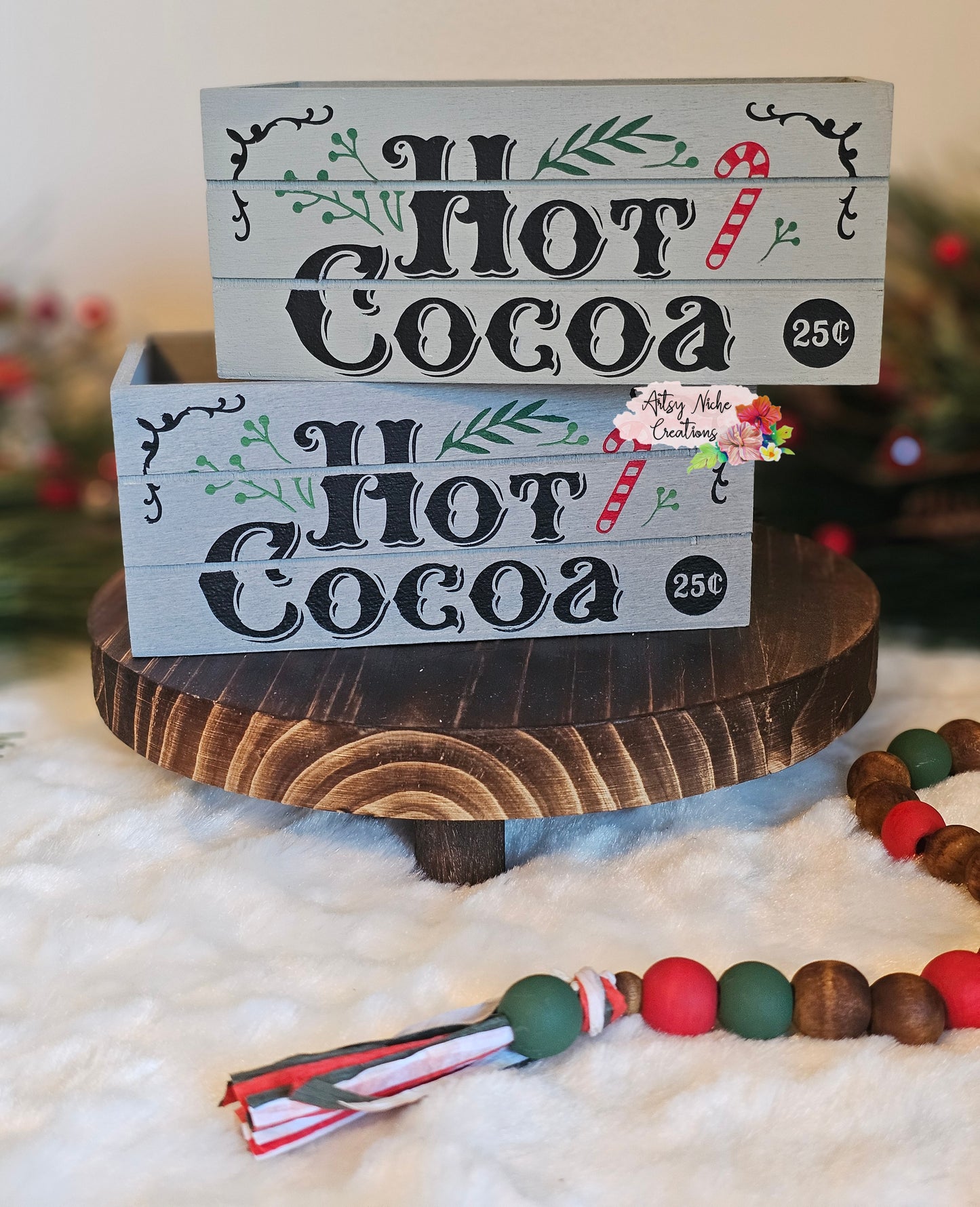 Hot Cocoa Holiday Wood Mini Crate