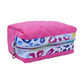 Hot Pink Rainbow Colored Leopard Print Accented Quilted Pattern Mini Zipper Box Pouch