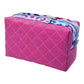 Hot Pink Rainbow Colored Leopard Print Accented Quilted Pattern Mini Zipper Box Pouch