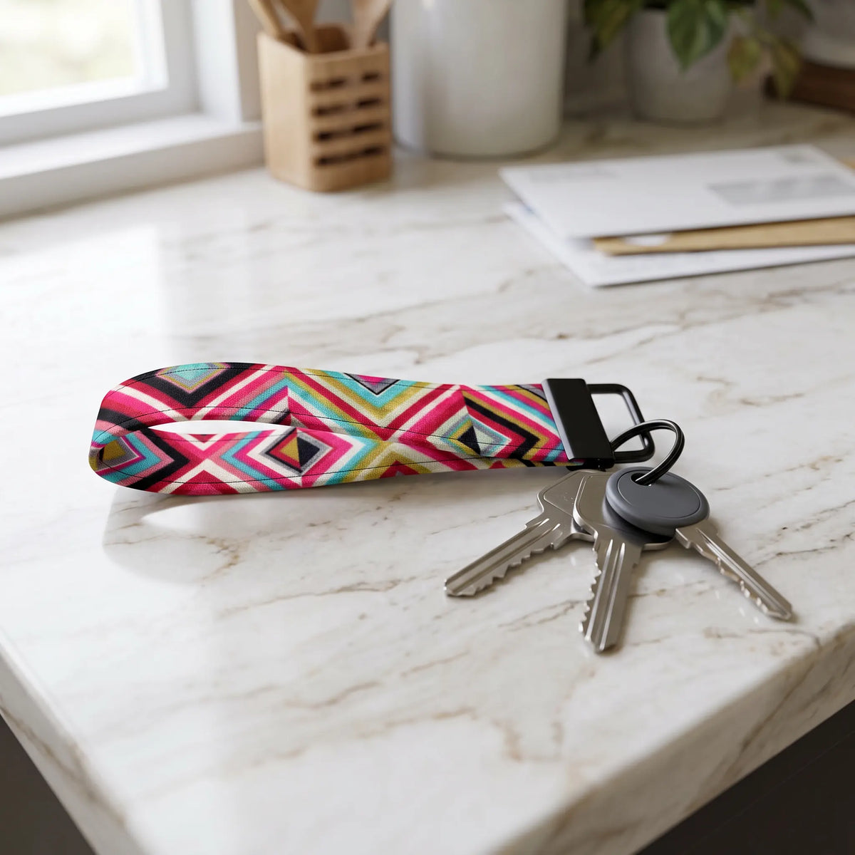Geometric Diamond Keychain Wristlet