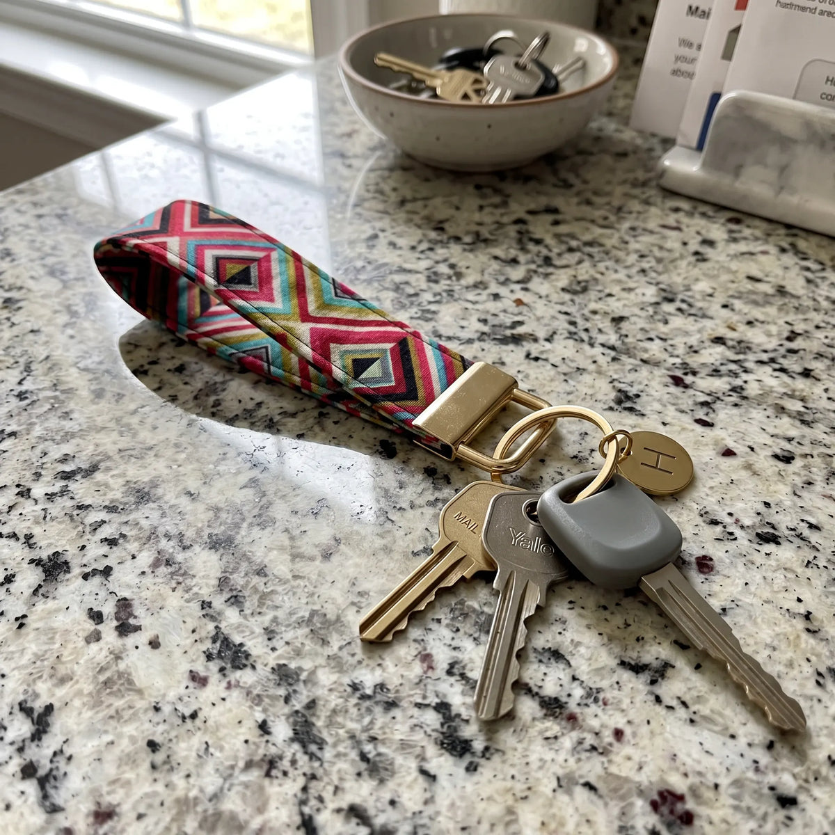 Geometric Diamond Keychain Wristlet