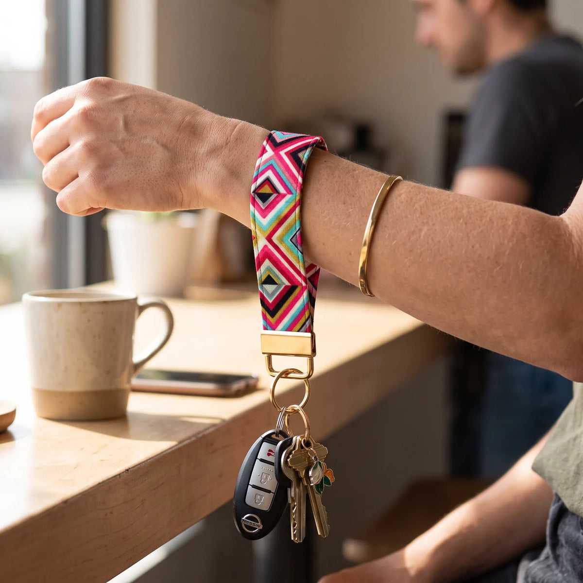 Geometric Diamond Keychain Wristlet